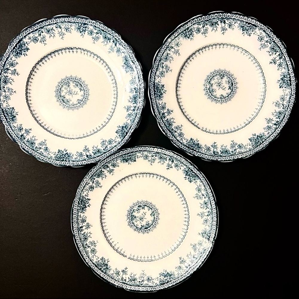 Vintage New Wharf Pottery Semi Porcelain Plates Made in England, 3 Plates